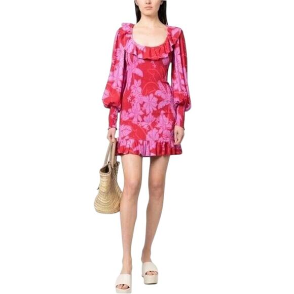 *NWT Farm Rio Living Nature Smocked Long Sleeve Dress - Sz S - Picture 1 of 11